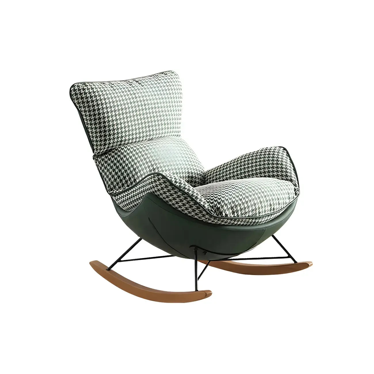 Fauteuil à bascule contemporain capitonné à motif pied-de-poule pour intérieur