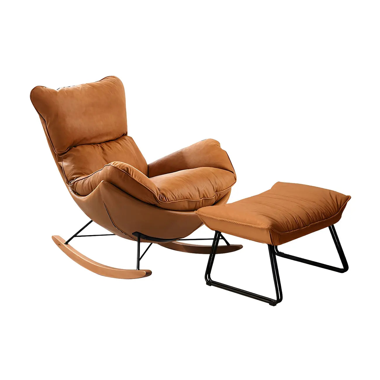 Fauteuil à bascule contemporain capitonné à motif pied-de-poule pour intérieur