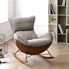 Fauteuil à bascule contemporain capitonné à motif pied-de-poule pour intérieur