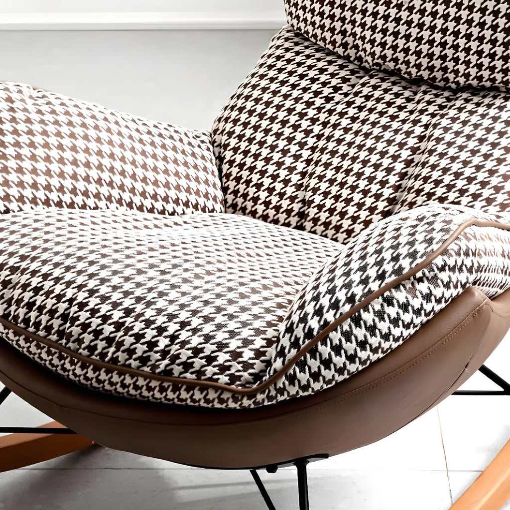 Fauteuil à bascule contemporain capitonné à motif pied-de-poule pour intérieur