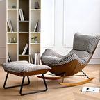 Fauteuil à bascule contemporain capitonné à motif pied-de-poule pour intérieur