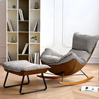 Fauteuil à bascule contemporain capitonné à motif pied-de-poule pour intérieur