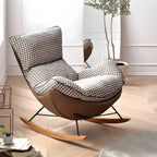 Fauteuil à bascule contemporain capitonné à motif pied-de-poule pour intérieur