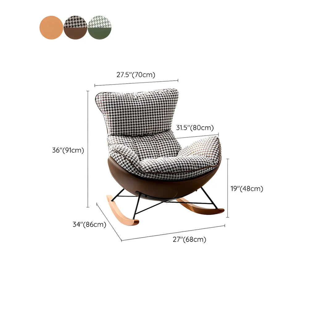 Fauteuil à bascule contemporain capitonné à motif pied-de-poule pour intérieur