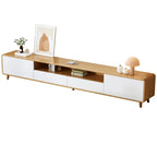 Mobile TV in legno naturale bianco a giorno con cassetti, 87 cm