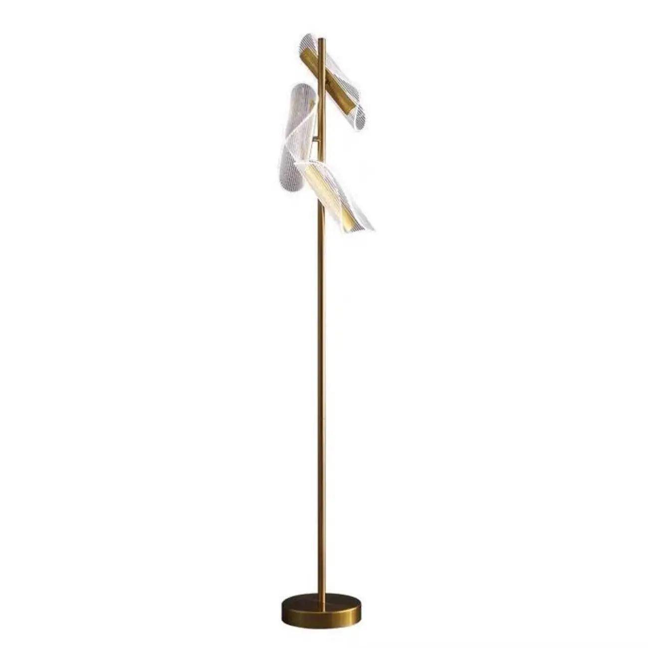 Lampadaire doré unique à 3 lumières, à intensité variable et tête orientable
