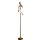 Lampadaire doré unique à 3 lumières, à intensité variable et tête orientable