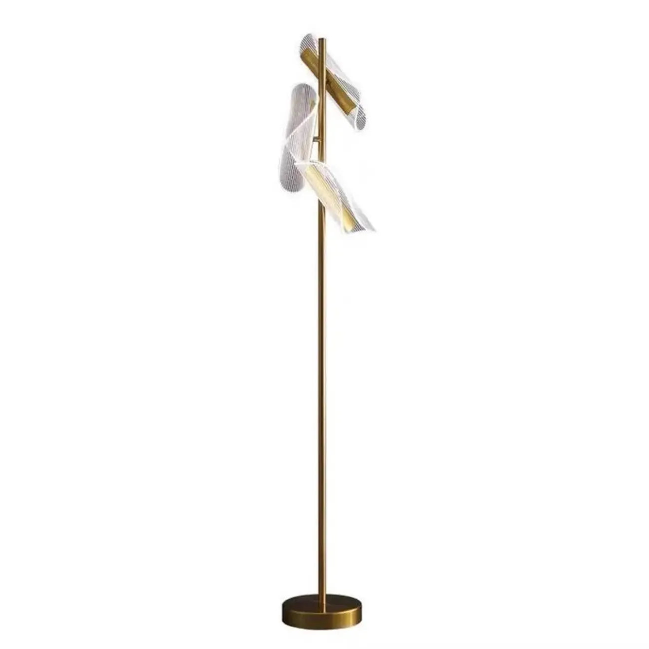 Lampadaire doré unique à 3 lumières, à intensité variable et tête orientable