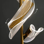 Lampadaire doré unique à 3 lumières, à intensité variable et tête orientable
