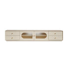 Meuble TV contemporain en pin blanc de 63 pouces avec 4 tiroirs