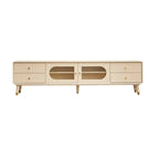 Meuble TV contemporain en pin blanc de 63 pouces avec 4 tiroirs