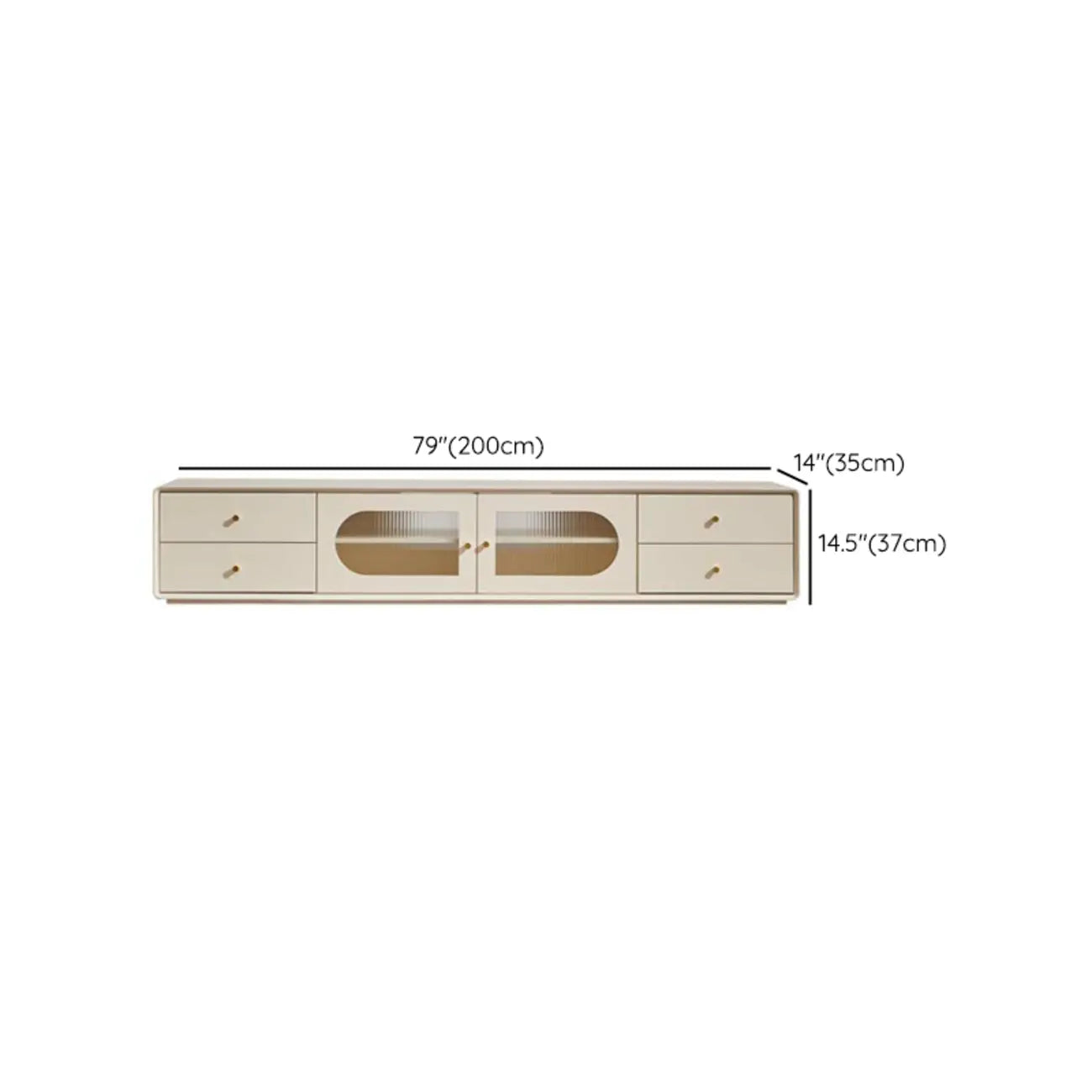Meuble TV contemporain en pin blanc de 63 pouces avec 4 tiroirs