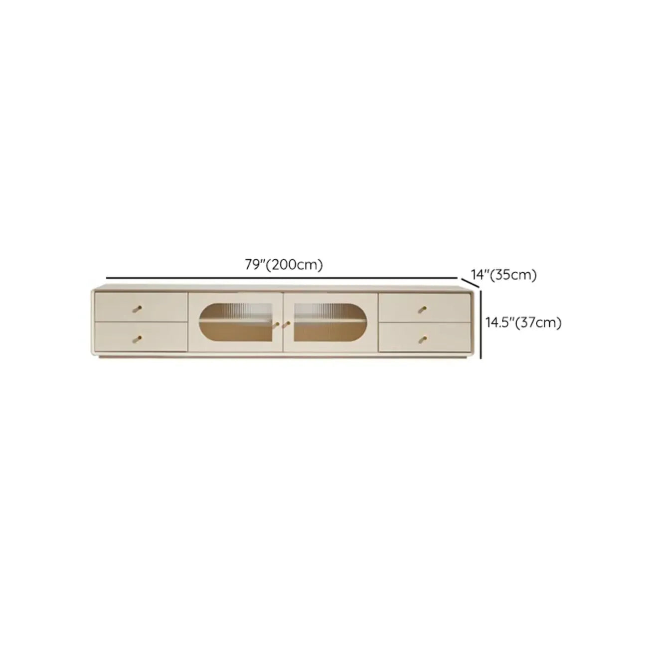 Meuble TV contemporain en pin blanc de 63 pouces avec 4 tiroirs