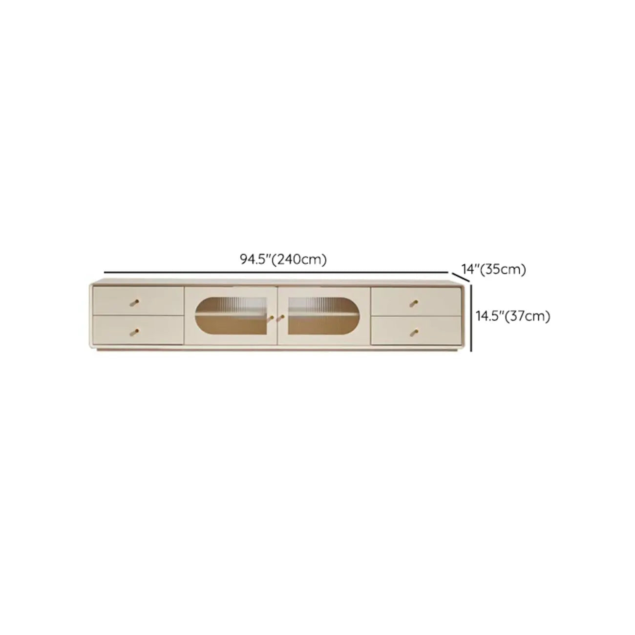 Meuble TV contemporain en pin blanc de 63 pouces avec 4 tiroirs