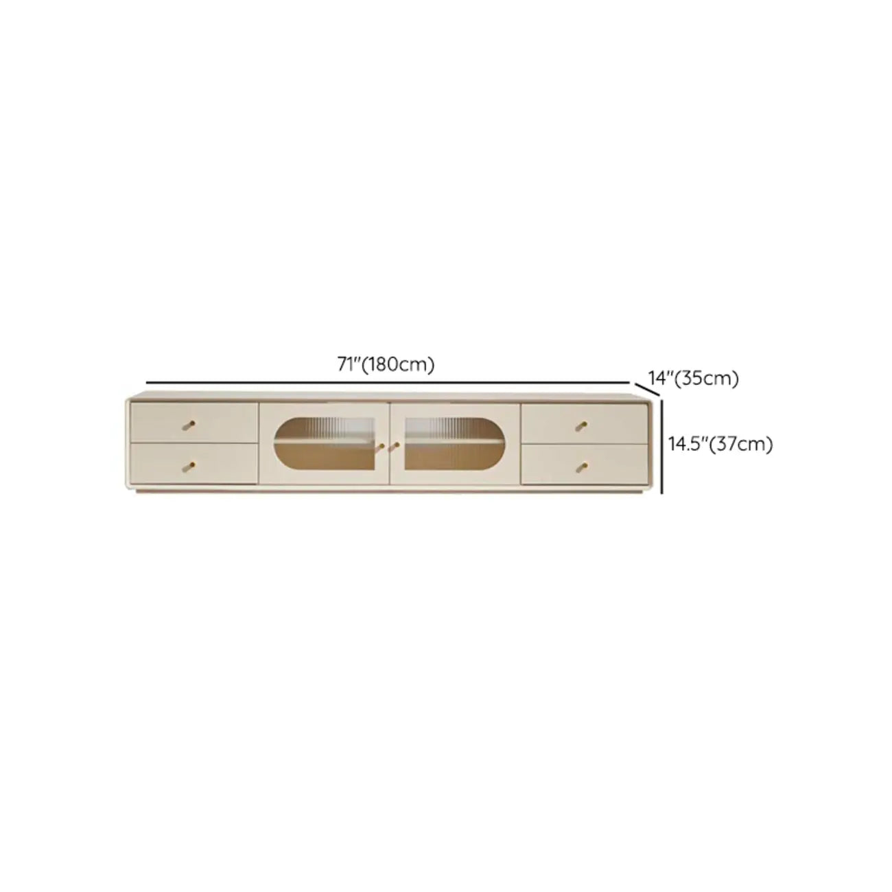 Meuble TV contemporain en pin blanc de 63 pouces avec 4 tiroirs