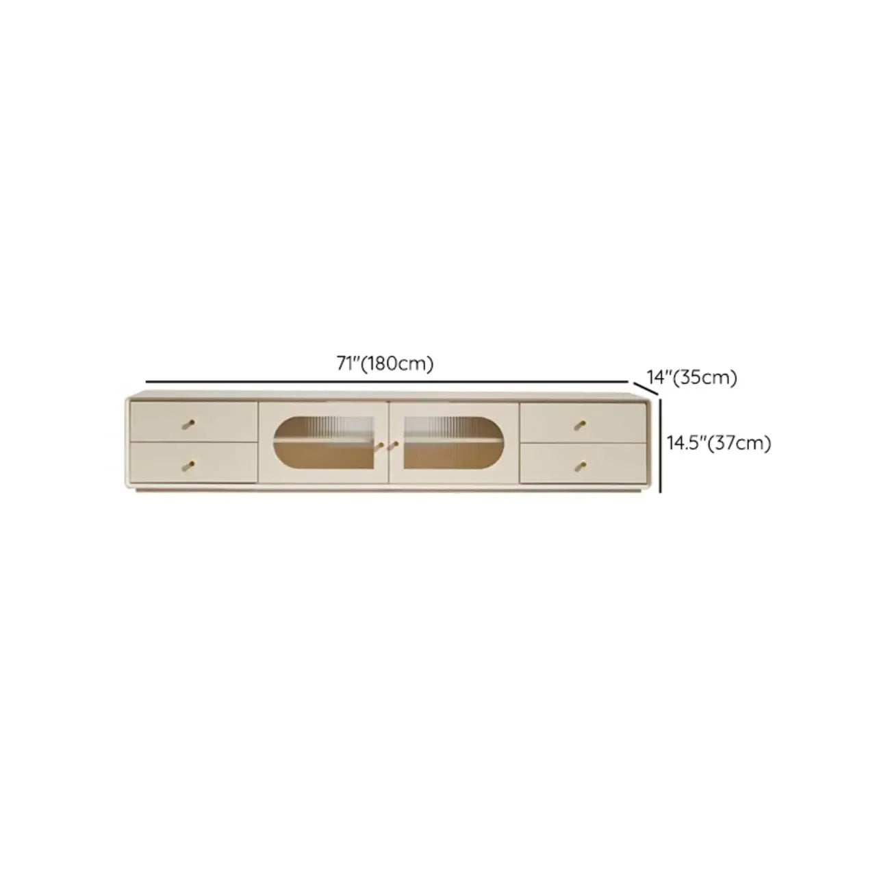 Meuble TV contemporain en pin blanc de 63 pouces avec 4 tiroirs