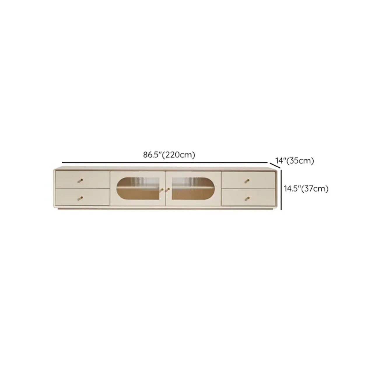Meuble TV contemporain en pin blanc de 63 pouces avec 4 tiroirs