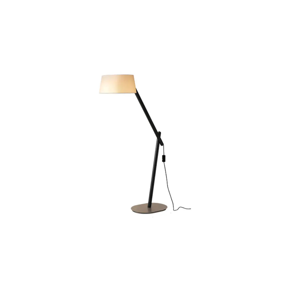 Lampadaire élégant en bois arqué avec abat-jour en tissu beige