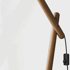 Lampadaire élégant en bois arqué avec abat-jour en tissu beige