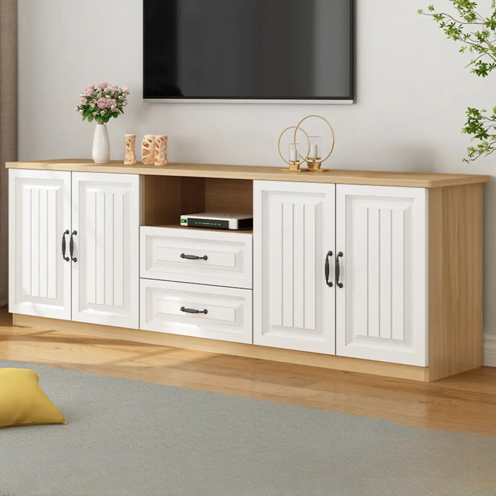 Meuble TV minimaliste en bois avec un grand espace de rangement pour une utilisation à domicile