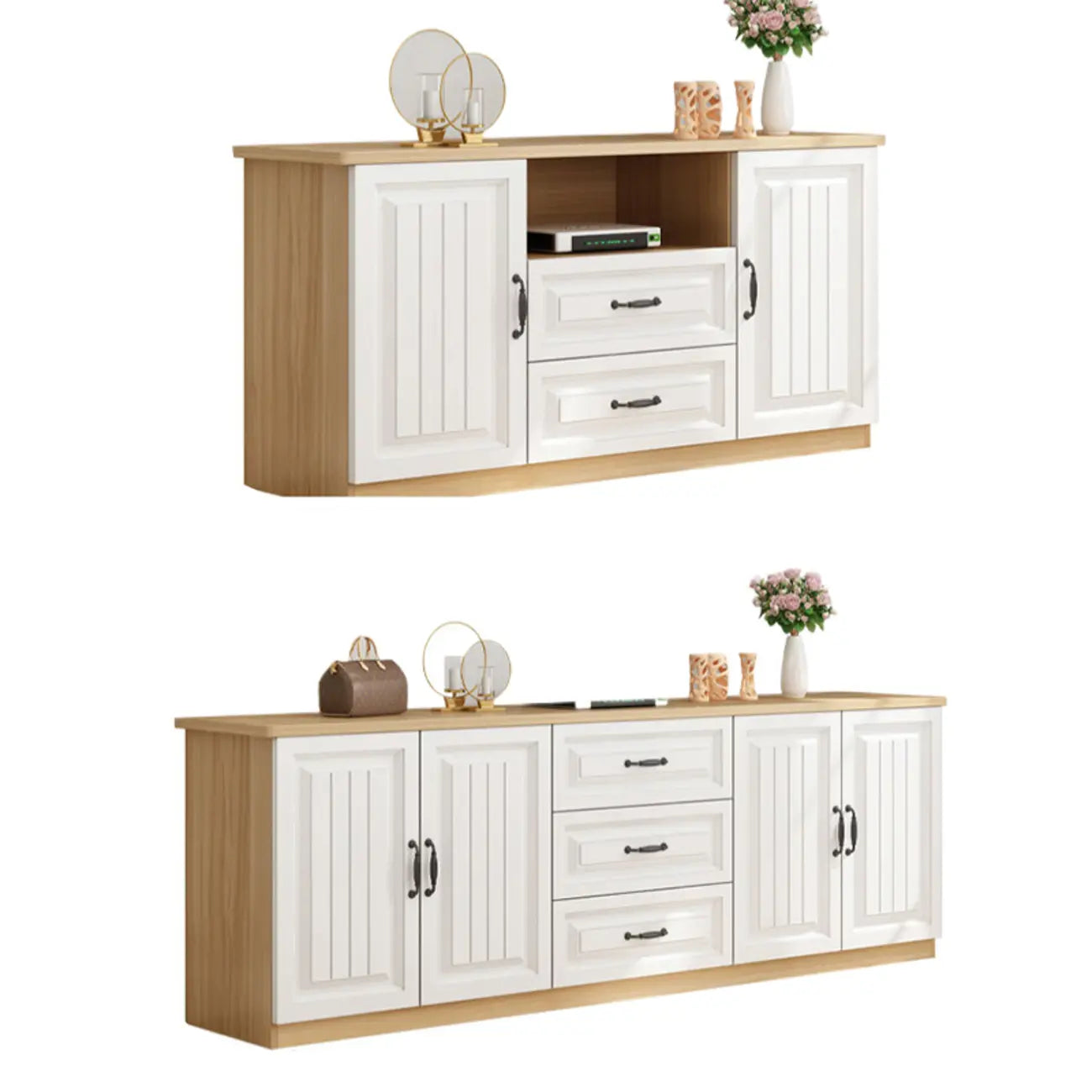 Meuble TV minimaliste en bois avec un grand espace de rangement pour une utilisation à domicile
