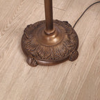 Lampadaire à deux lumières en verre coloré antique avec dôme, idéal pour les intérieurs chaleureux
