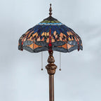 Lampadaire à deux lumières en verre coloré antique avec dôme, idéal pour les intérieurs chaleureux