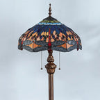 Lampadaire à deux lumières en verre coloré antique avec dôme, idéal pour les intérieurs chaleureux
