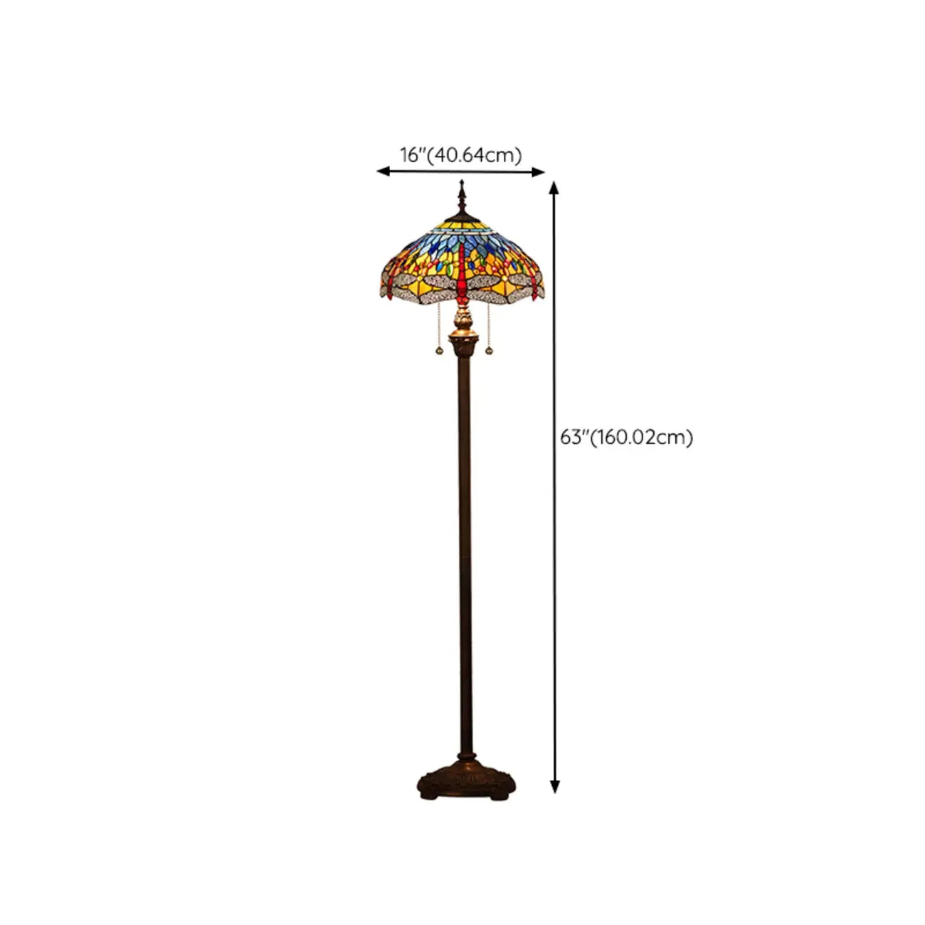 Lampadaire à deux lumières en verre coloré antique avec dôme, idéal pour les intérieurs chaleureux