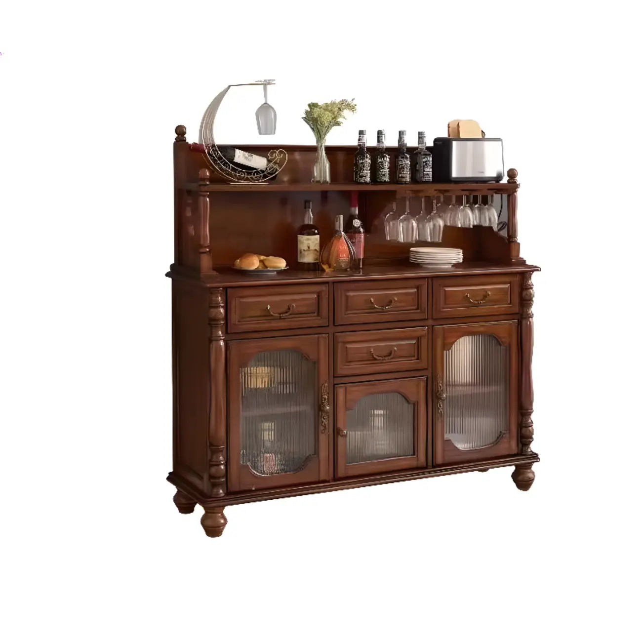 Meuble bar en bois de style moderne du milieu du siècle avec casier à vin