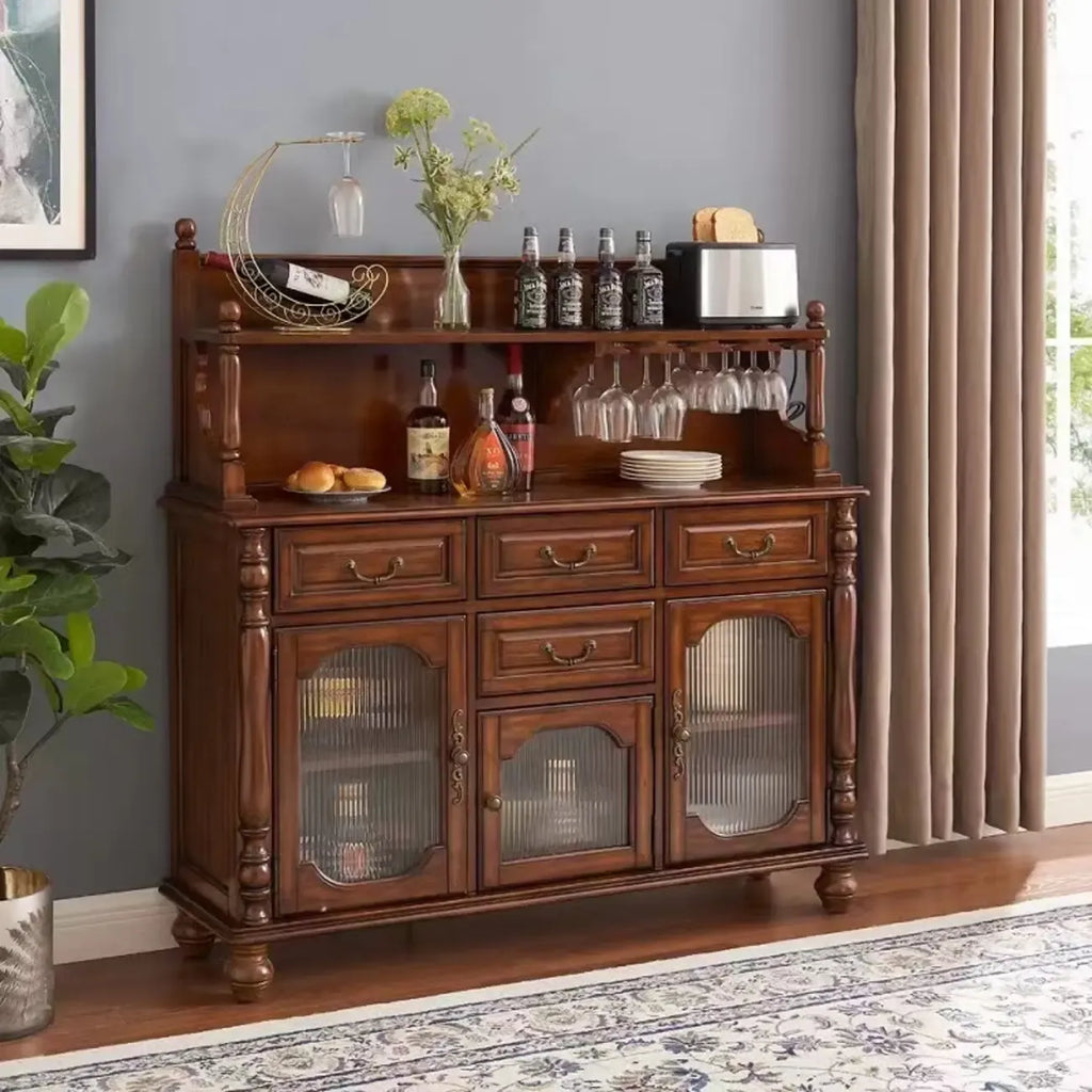 Meuble bar en bois de style moderne du milieu du siècle avec casier à vin