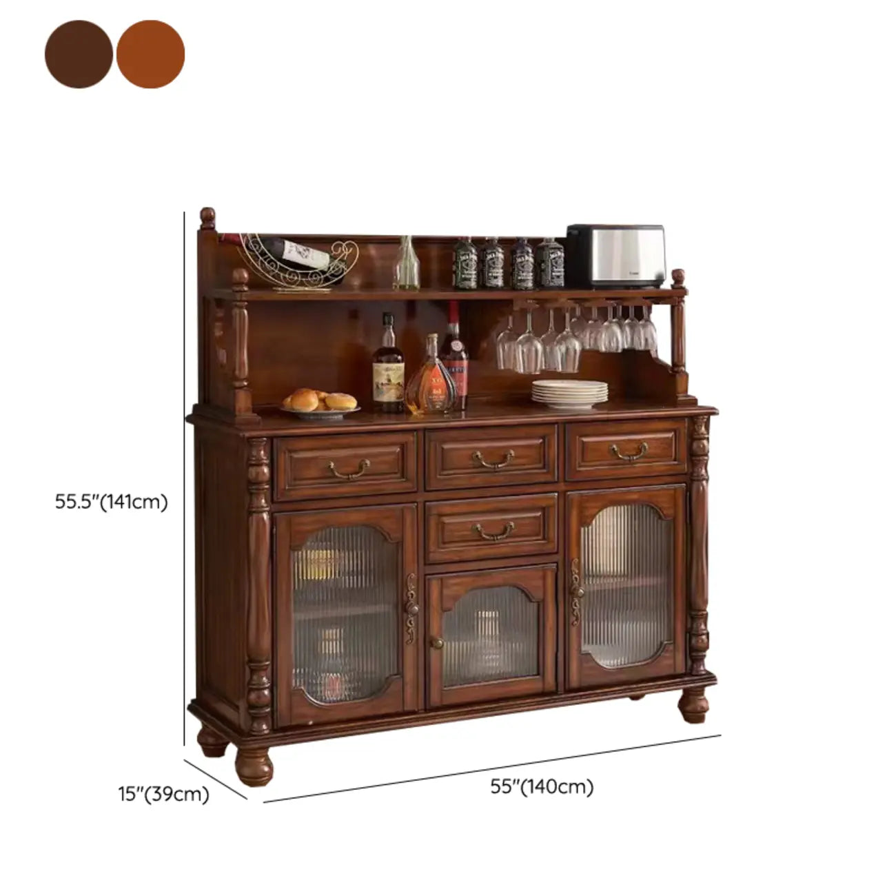Meuble bar en bois de style moderne du milieu du siècle avec casier à vin
