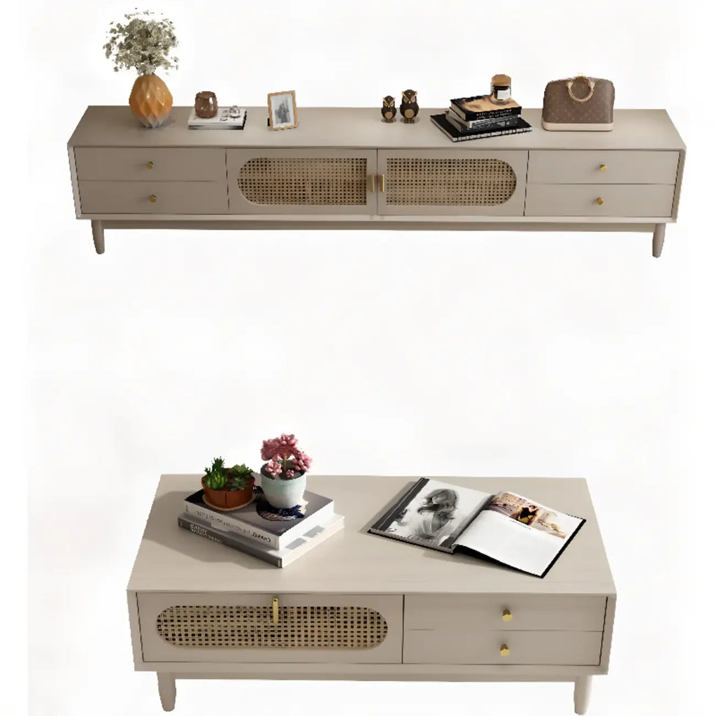 Meuble TV élégant en bois avec 4 tiroirs pour salon