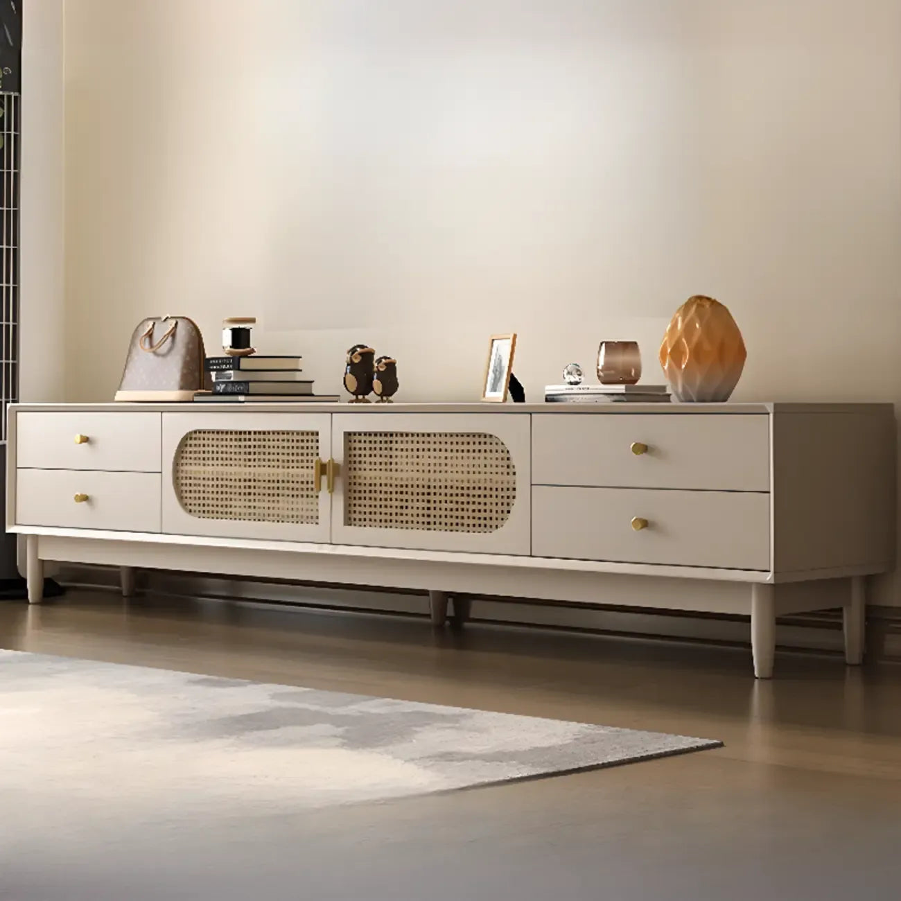 Meuble TV élégant en bois avec 4 tiroirs pour salon