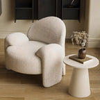 Table d'appoint ronde minimaliste en bois blanc pour salon