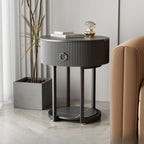 Table d'appoint ronde moderne en marbre avec rangement et pieds en métal