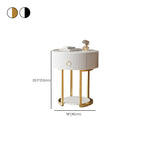 Table d'appoint ronde moderne en marbre avec rangement et pieds en métal