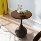 Table d'appoint ronde en bois avec pied en métal pour salon