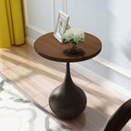 Table d'appoint ronde en bois avec pied en métal pour salon