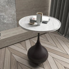 Table d'appoint ronde en bois avec pied en métal pour salon