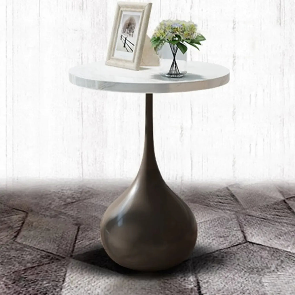 Table d'appoint ronde en bois avec pied en métal pour salon