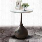 Table d'appoint ronde en bois avec pied en métal pour salon