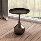 Table d'appoint ronde en bois avec pied en métal pour salon