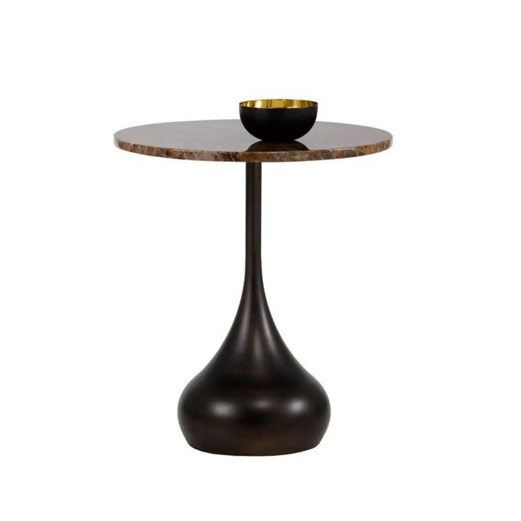 Table d'appoint ronde en bois avec pied en métal pour salon