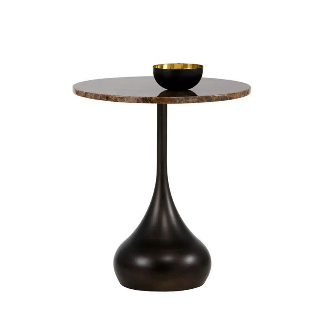 Table d'appoint ronde en bois avec pied en métal pour salon