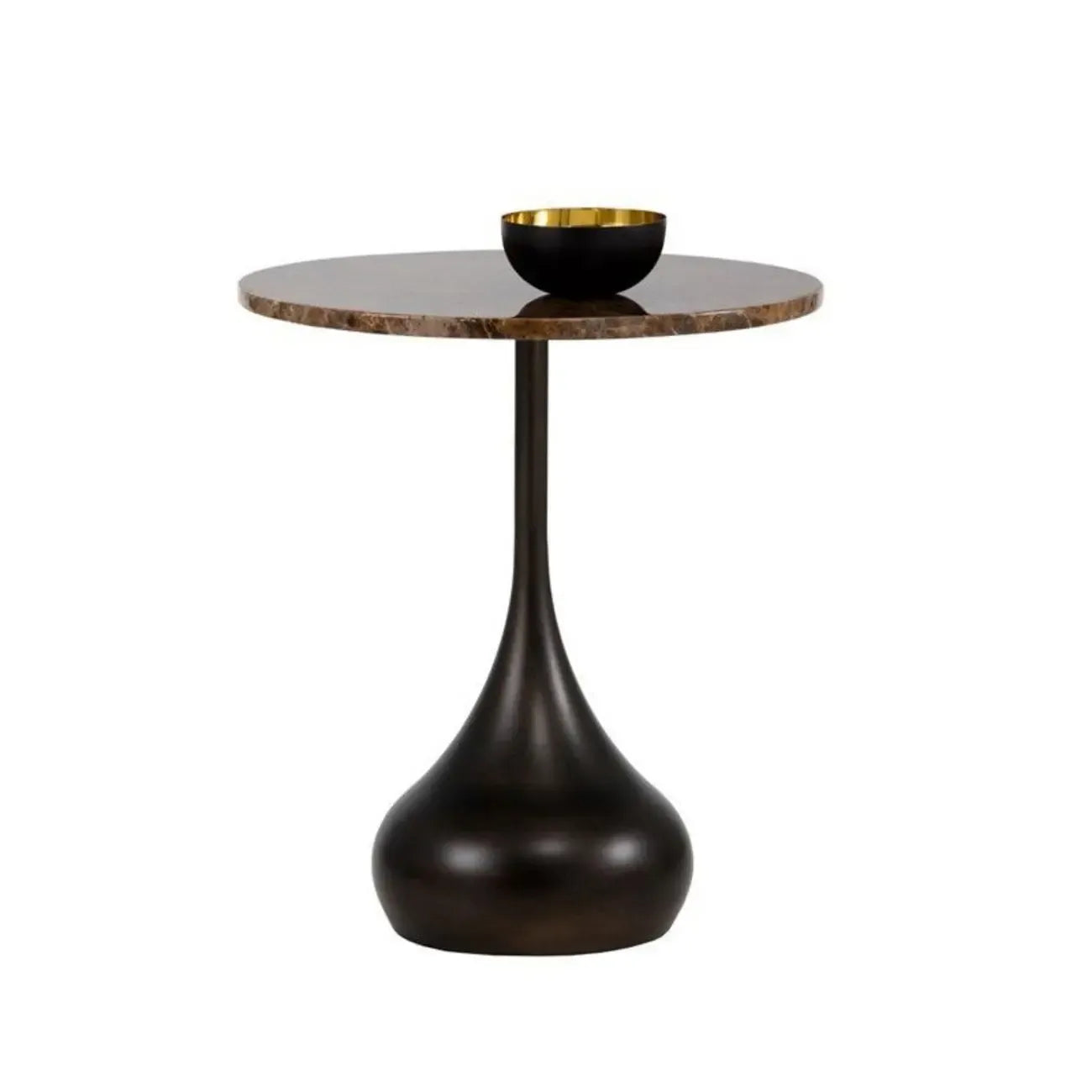Table d'appoint ronde en bois avec pied en métal pour salon