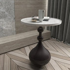 Table d'appoint ronde en bois avec pied en métal pour salon