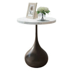 Table d'appoint ronde en bois avec pied en métal pour salon