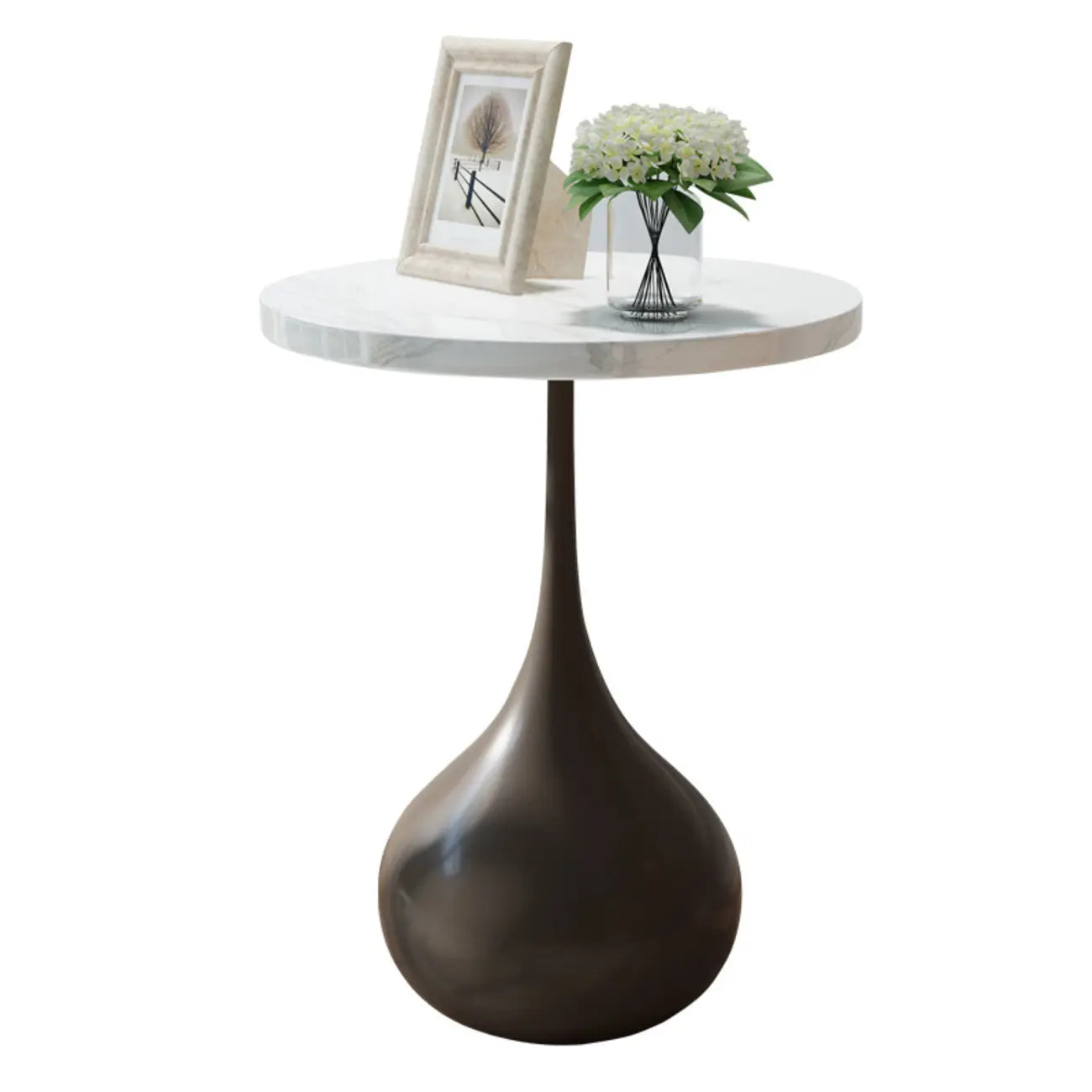 Table d'appoint ronde en bois avec pied en métal pour salon