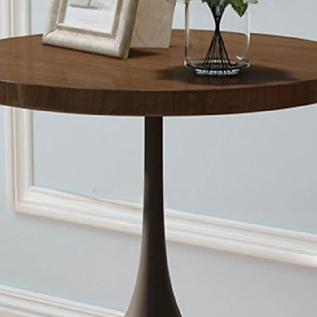 Table d'appoint ronde en bois avec pied en métal pour salon